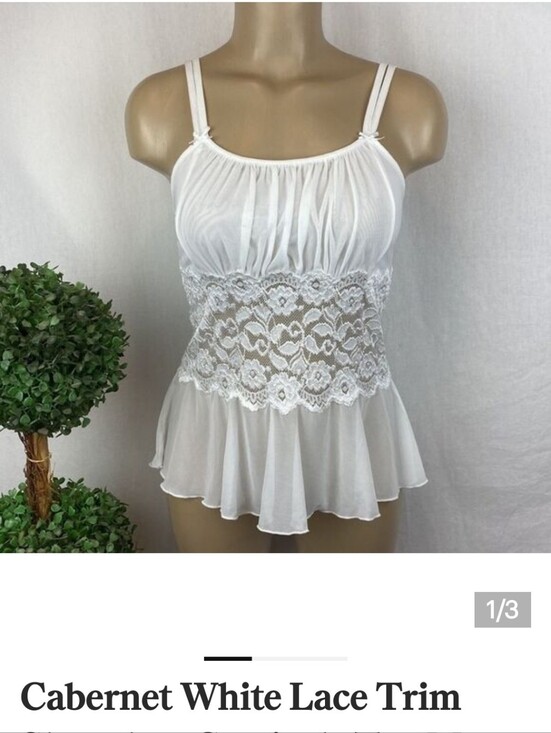 Cabernet Tops - Cabernet White Lace-Trim Sleeveless Peplum Top, Lace trim. Size 1X